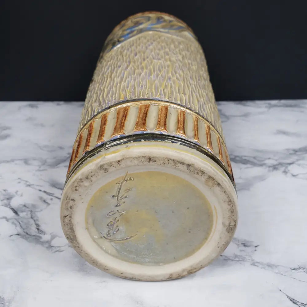 Asian Stoneware Dragon Vase Artist Signed Vintage Vases
