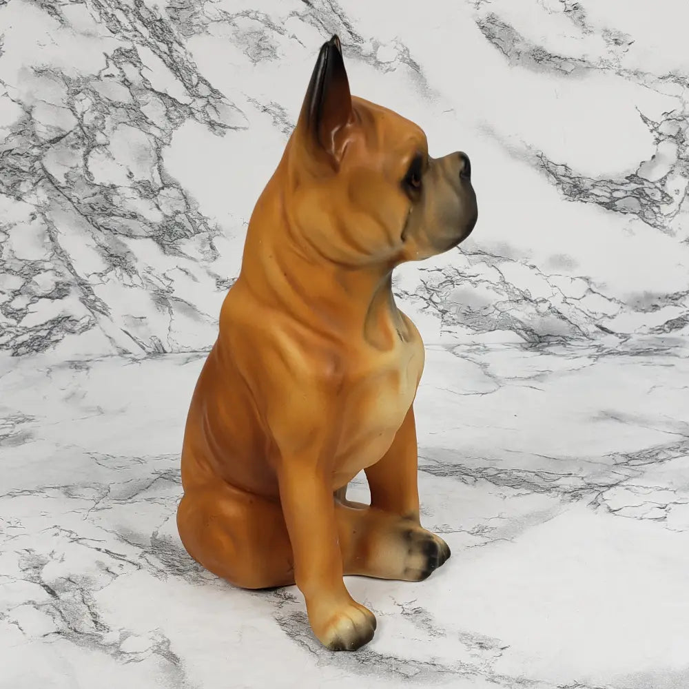 Boxer Dog Porcelain Hand Painted Figurine Mid Century Collectibles