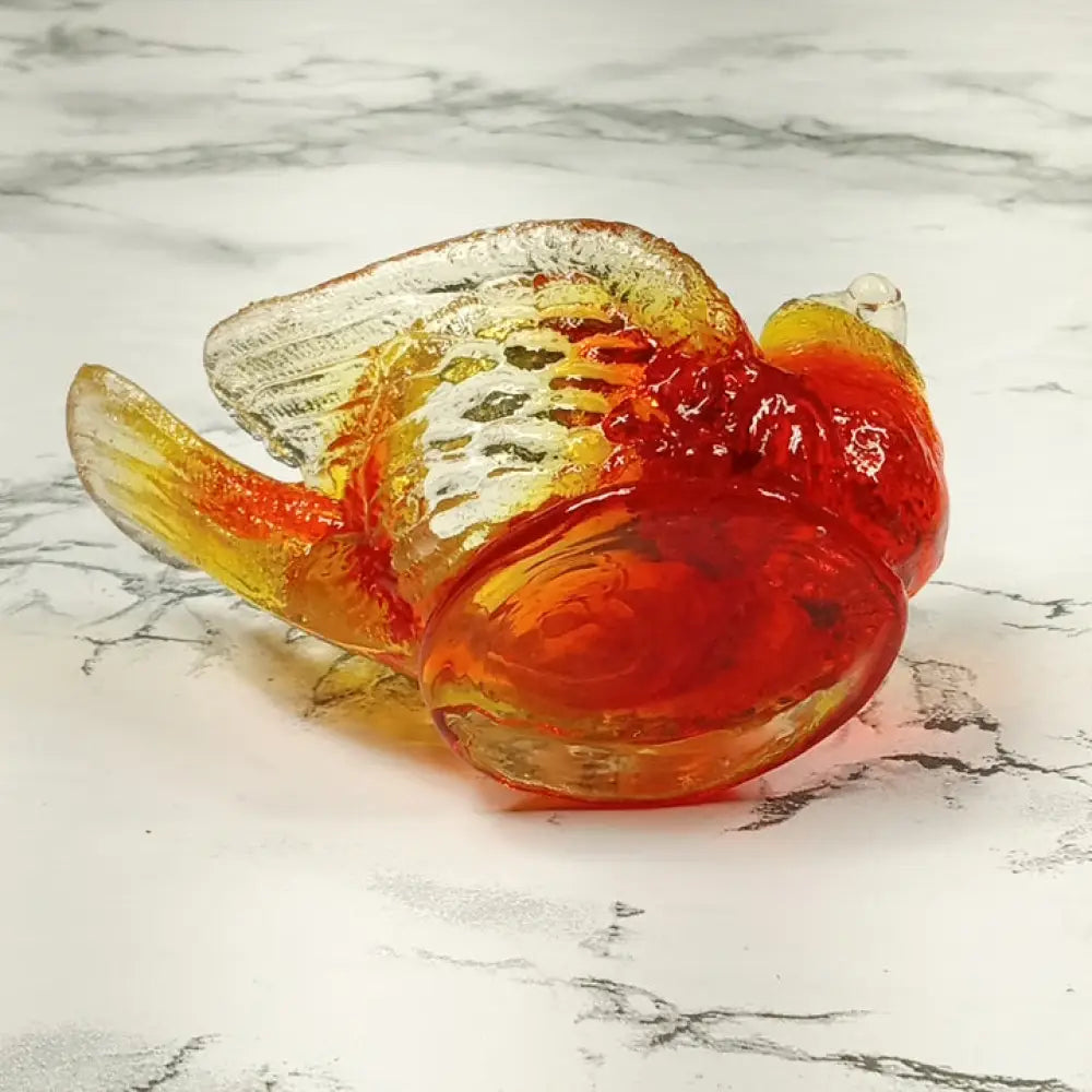 Degenhart Glass Bird & Berry Trinket Paperweight Open Salt Vtg Decor