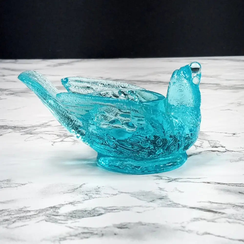 Degenhart Glass Bird & Berry Trinket Paperweight Open Salt Vtg Decor