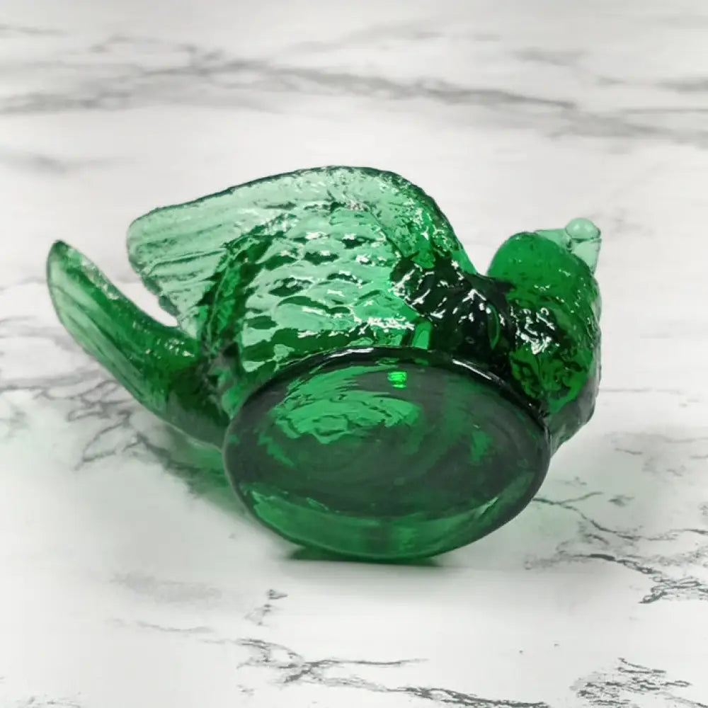 Degenhart Glass Bird & Berry Trinket Paperweight Open Salt Vtg Decor