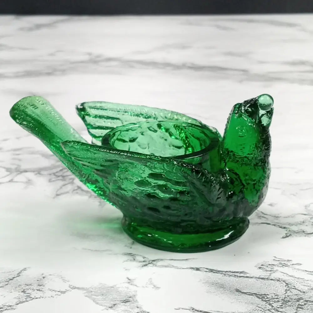 Degenhart Glass Bird & Berry Trinket Paperweight Open Salt Vtg Decor