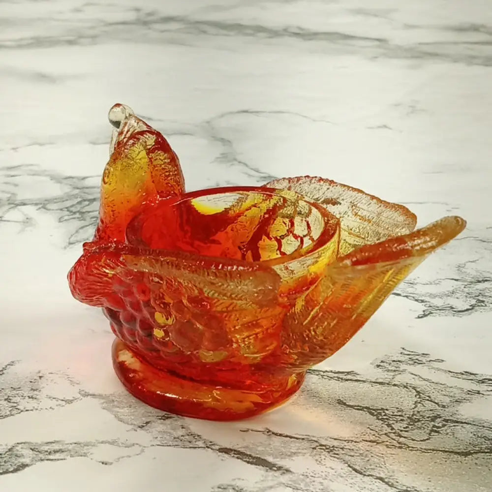 Degenhart Glass Bird & Berry Trinket Paperweight Open Salt Vtg Decor