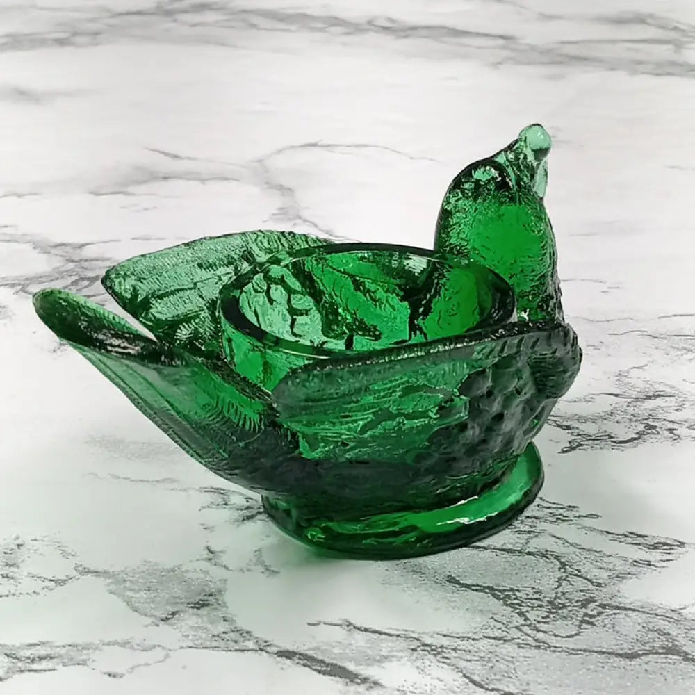 Degenhart Glass Bird & Berry Trinket Paperweight Open Salt Vtg Decor