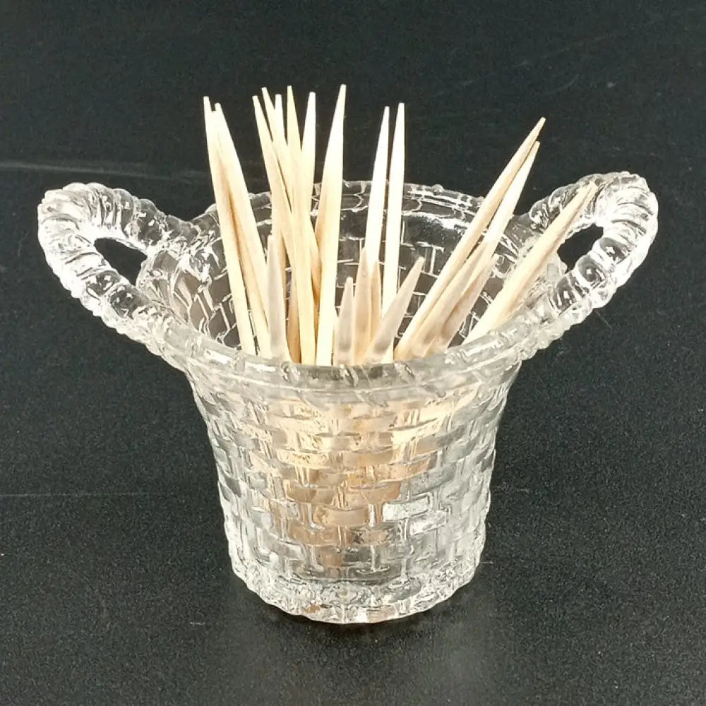 Degenhart Glass Mini Basket Trinket Toothpick Paperweight Vintage Decor