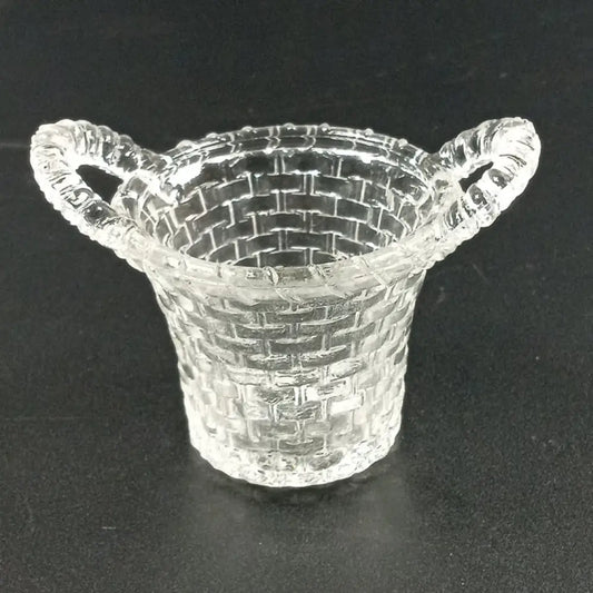Degenhart Glass Mini Basket Trinket Toothpick Paperweight Vintage Decor