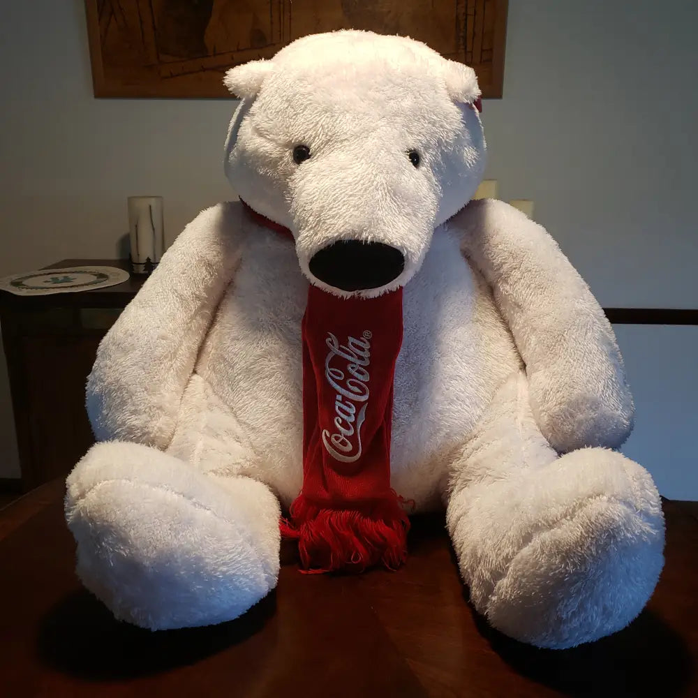 Giant 2015 Coca Cola Polar Bear Plush 31 Tall Mint Condition Decor