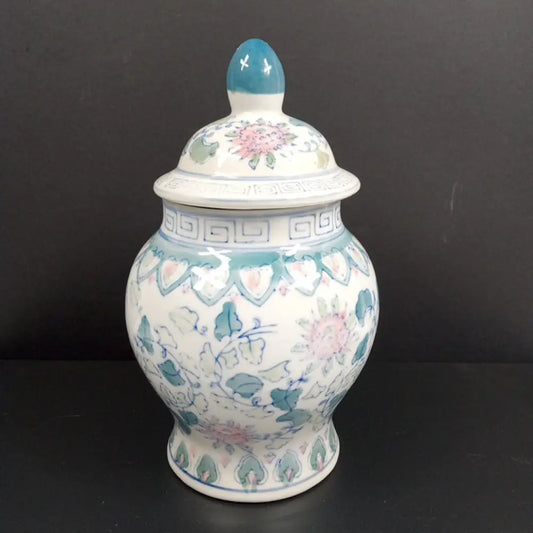 Ginger Jar Asian Hand Painted Porcelain Vintage Decor