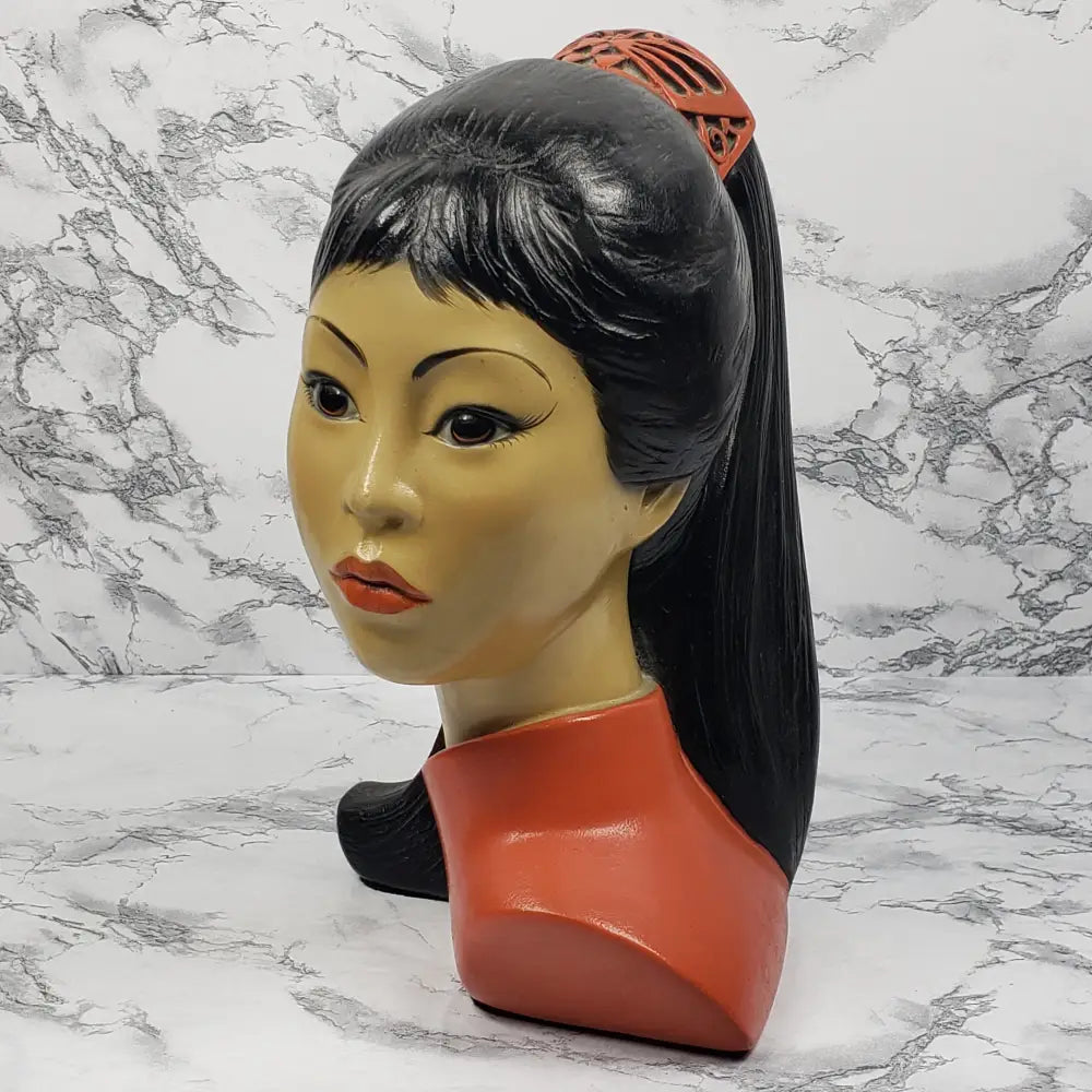 Hand Painted Asian Woman Statue Brower Vintage Home & Garden