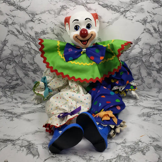 Handmade Bozo Clown Ceramic Doll Vintage Decor