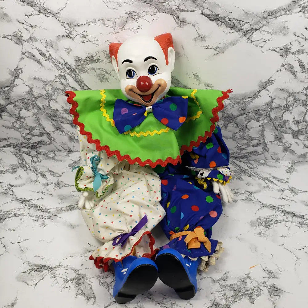 Handmade Bozo Clown Ceramic Doll Vintage Decor