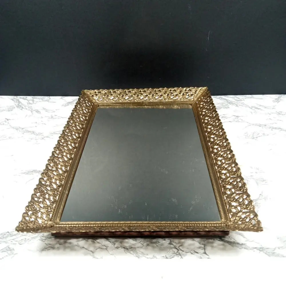 Hollywood Regency Filigree Ormolu Vanity Tray Mid Century Decor