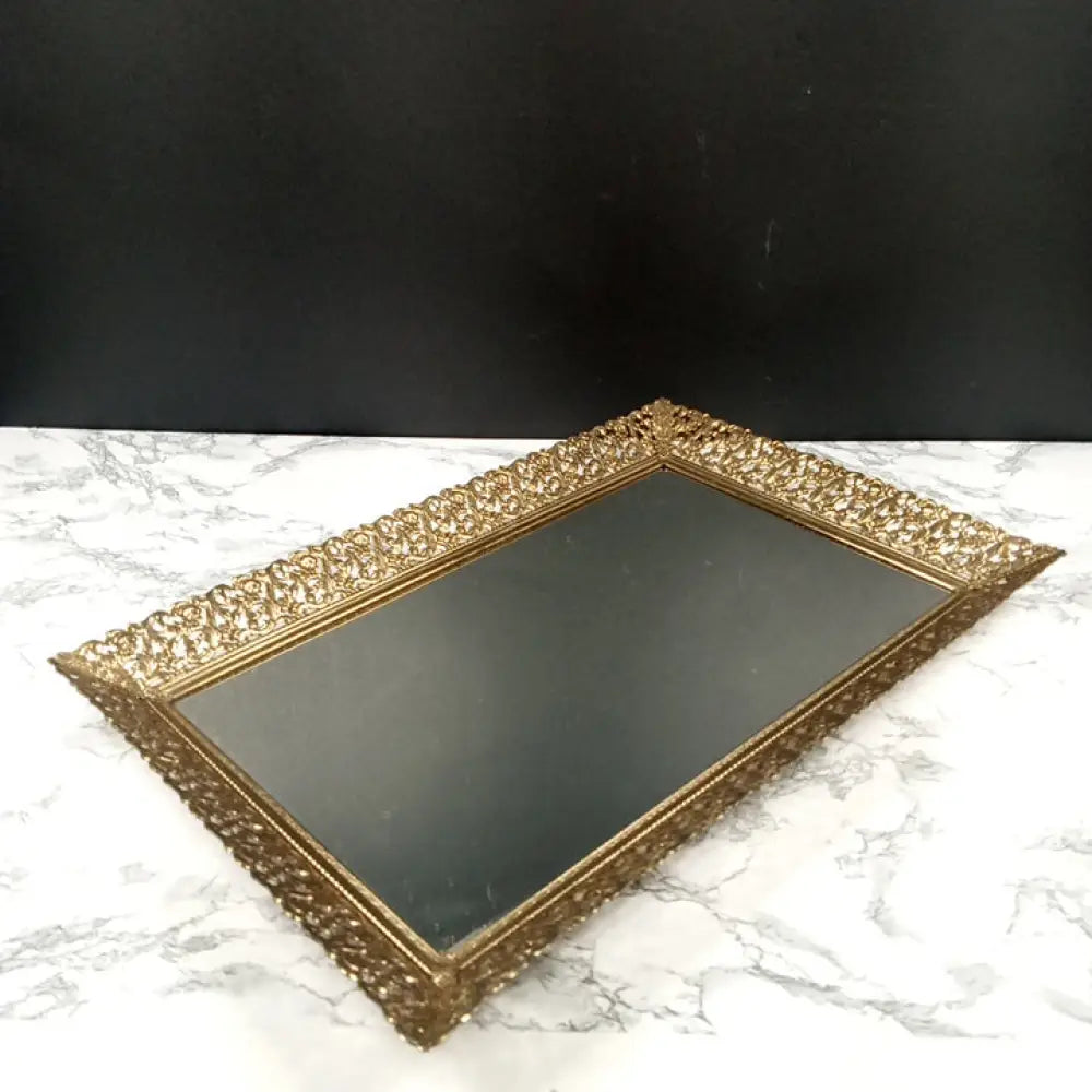 Hollywood Regency Filigree Ormolu Vanity Tray Mid Century Decor