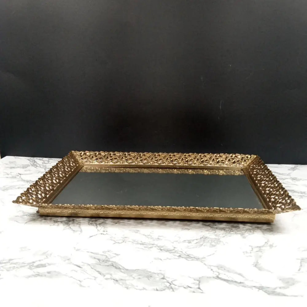 Hollywood Regency Filigree Ormolu Vanity Tray Mid Century Decor