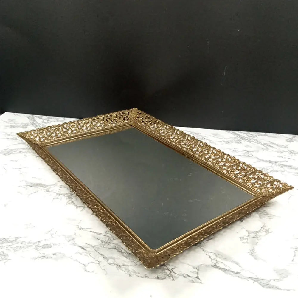 Hollywood Regency Filigree Ormolu Vanity Tray Mid Century Decor