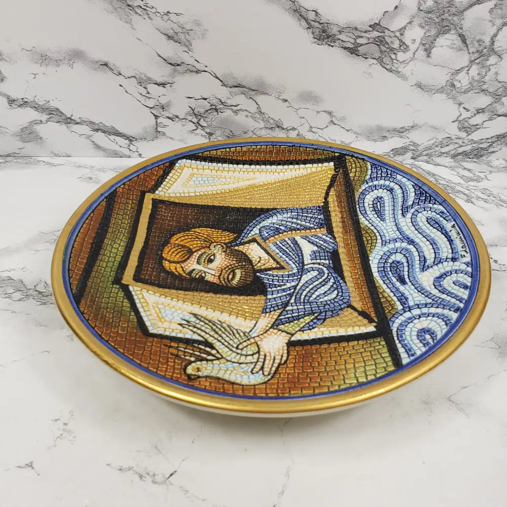 Italian Handpainted Mosaic Noah Plate Vintage