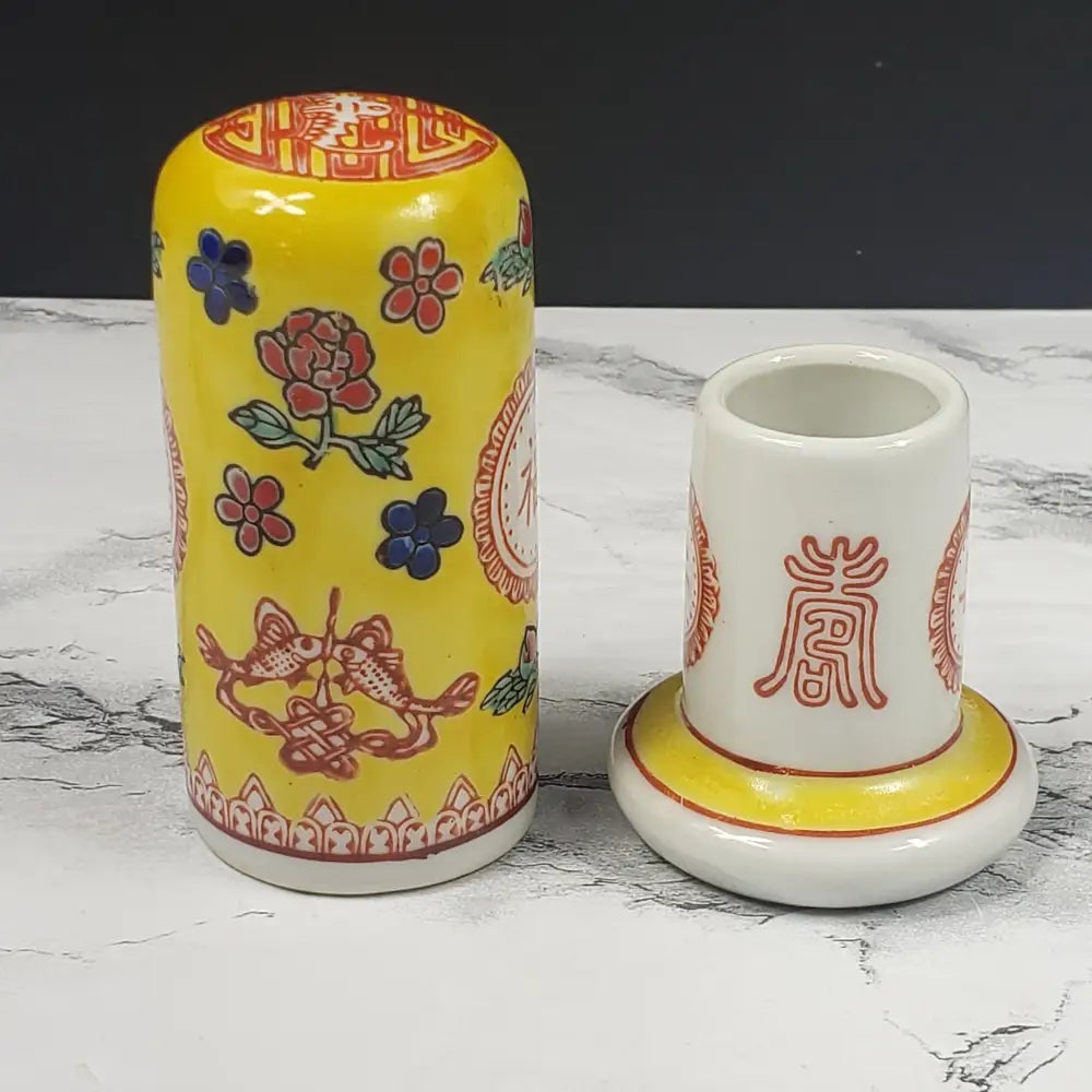 Jingdezgen Hand Painted Oriental Covered Toothpick Holder Decor