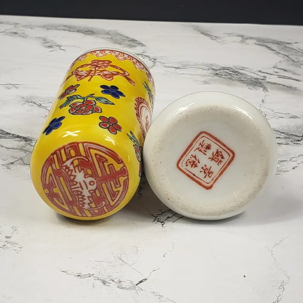 Jingdezgen Hand Painted Oriental Covered Toothpick Holder Decor