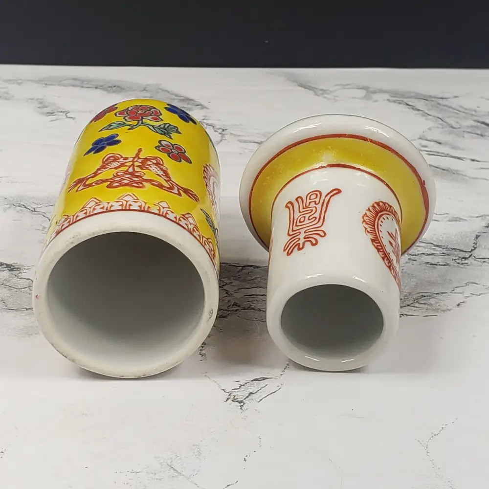 Jingdezgen Hand Painted Oriental Covered Toothpick Holder Decor