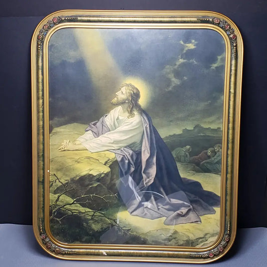 Jesus Garden Gethsemane Barbola Frame (Antique) Decor