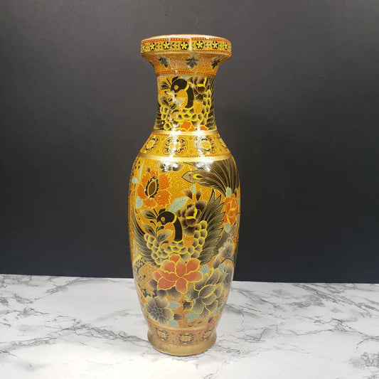 Oriental Porcelain Flower Vase Vintage Decor