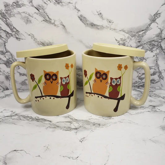 Owl Lidded Soup Cups Lids Old Pottery Company Decor