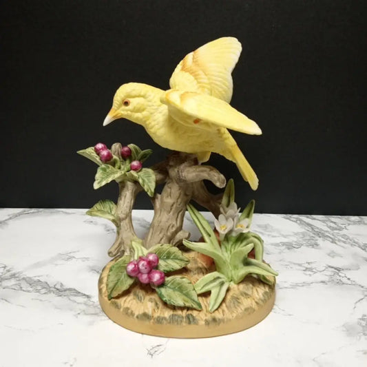 Hand Painted Artist Signed Royal Crown Porcelain Canary ( Vintage ) Decor