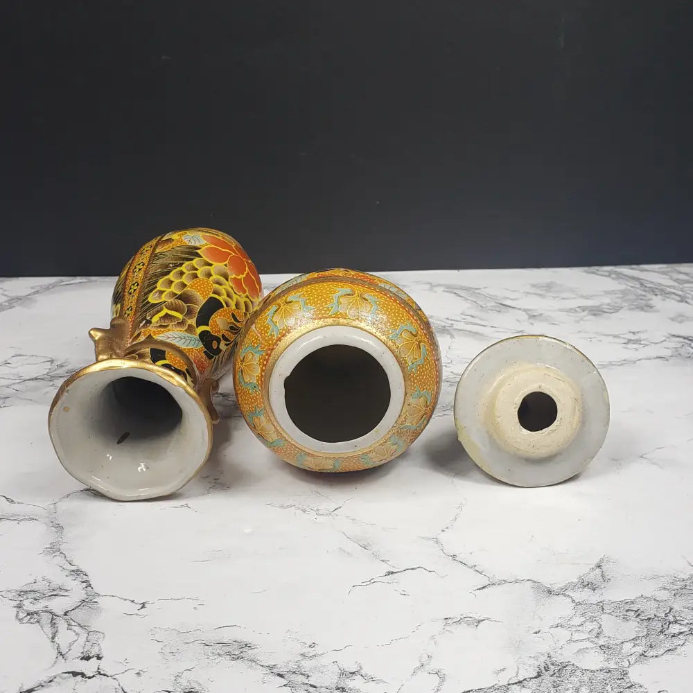 Small Oriental Porcelain Vase Ginger Jar Vintage Decor